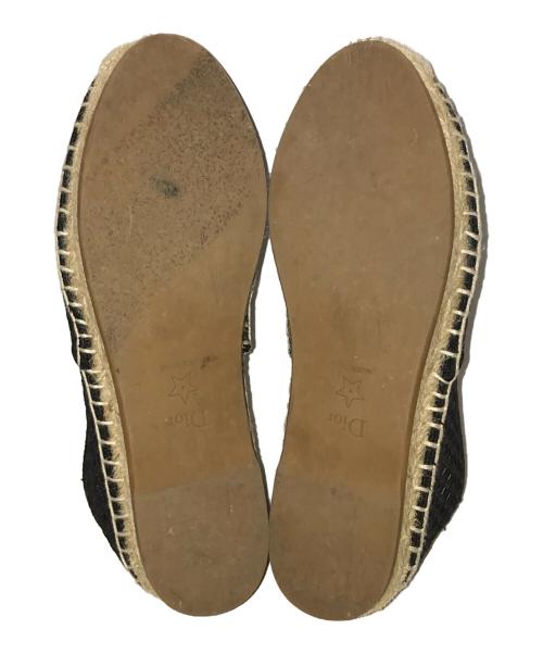 Christian Dior（クリスチャン ディオール）Christian Dior (クリスチャン ディオール) ロゴデザイン エスパドリーユ ブラック×ベージュ サイズ:35 1/2の古着・服飾アイテム