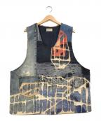 Rifattoリファット）の古着「プルオーバー刺し子デニムベスト」｜ブルー×レッド