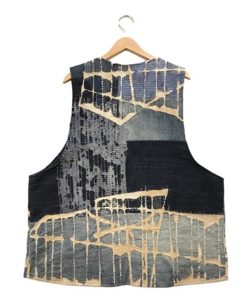 Rifatto（リファット）Rifatto (リファット) プルオーバー刺し子デニムベスト ブルー×レッド サイズ:下記参照の古着・服飾アイテム