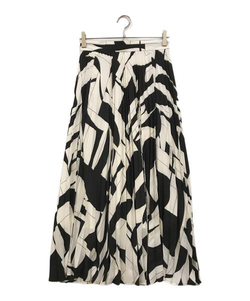 Pinky & Dianne（ピンキーアンドダイアン）Pinky & Dianne (ピンキーアンドダイアン) ジオメトリックバイカラープリーツスカート ホワイト×ブラック サイズ:38の古着・服飾アイテム