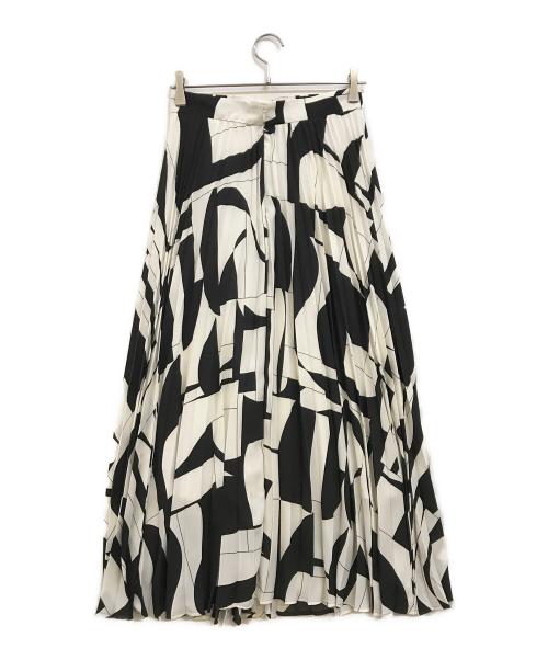 Pinky & Dianne（ピンキーアンドダイアン）Pinky & Dianne (ピンキーアンドダイアン) ジオメトリックバイカラープリーツスカート ホワイト×ブラック サイズ:38の古着・服飾アイテム
