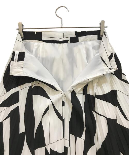 Pinky & Dianne（ピンキーアンドダイアン）Pinky & Dianne (ピンキーアンドダイアン) ジオメトリックバイカラープリーツスカート ホワイト×ブラック サイズ:38の古着・服飾アイテム