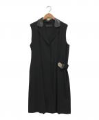 DIESEL Black Goldディーゼル ブラック ゴールド）の古着「レザー切替ベルテッドジレ」｜ブラック