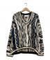 Coogi（クージー）の古着「Ｖネック3Dニット」｜ブラック×ベージュ