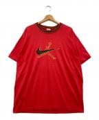 NIKEナイキ）の古着「90s スウッシュ刺繍カットソー」｜レッド