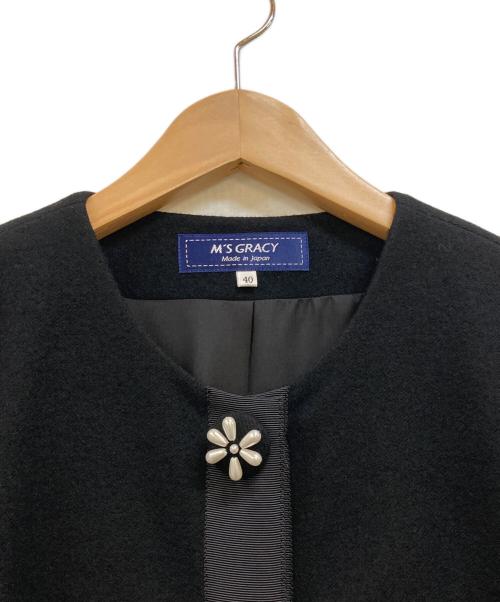 M'S GRACY（エムズグレイシー）M'S GRACY (エムズグレイシー) ビジューボタンウール ロングコート ブラック サイズ:40の古着・服飾アイテム