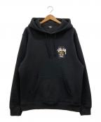 stussyステューシー）の古着「バックスカルローズプリントパーカー」｜ブラック