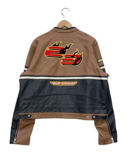 NIKE（ナイキ）NIKE (ナイキ) Travis Scott (トラヴィススコット) レザーライダースジャケット ベージュ サイズ:XLの古着・服飾アイテム