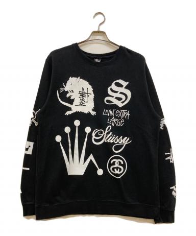 中古・古着通販】stussy (ステューシー) プリントスウェット ブラック