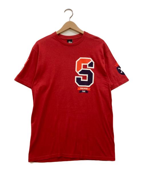 stussy（ステューシー）stussy (ステューシー) プリントTシャツ レッド サイズ:Mの古着・服飾アイテム