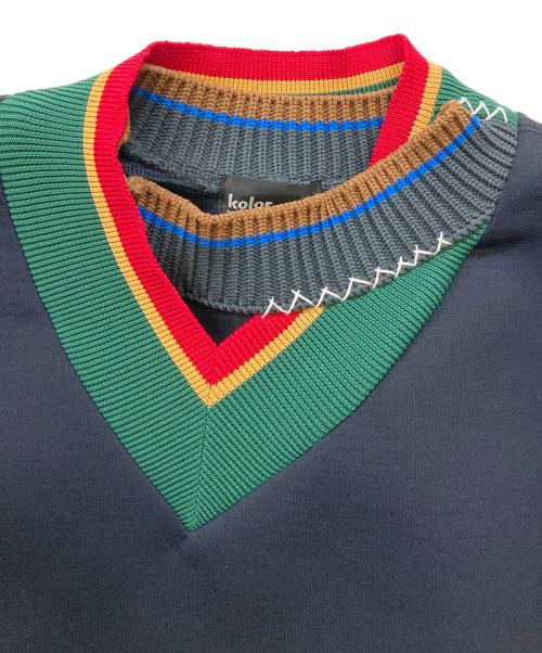 KOLOR（カラー）KOLOR (カラー) ニットドッキングボンディングプルオーバー ネイビー サイズ:2の古着・服飾アイテム
