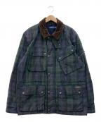 POLO RALPH LAURENポロ・ラルフローレン）の古着「ブラックウォッチオイルドモーターサイクルジャケット」｜グリーン