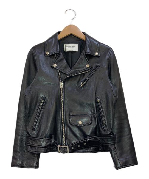 beautiful people（ビューティフルピープル）beautiful people (ビューティフルピープル) シープスキンダブルライダースジャケット ブラック サイズ:150の古着・服飾アイテム