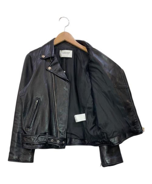 beautiful people（ビューティフルピープル）beautiful people (ビューティフルピープル) シープスキンダブルライダースジャケット ブラック サイズ:150の古着・服飾アイテム