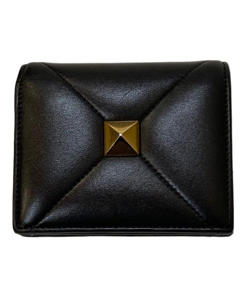 VALENTINO GARAVANI（ヴァレンティノ・ガラヴァーニ）VALENTINO GARAVANI (ヴァレンティノ・ガラヴァーニ) ローマンスタッズ2つ折財布 ブラックの古着・服飾アイテム