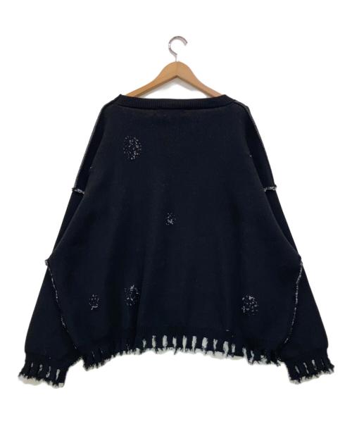 DISCOVERED（ディスカバード）DISCOVERED (ディスカバード) BONE KNIT コットンニット ブラック×ホワイト サイズ:3の古着・服飾アイテム