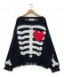 DISCOVERED（ディスカバード）の古着「BONE KNIT コットンニット」｜ブラック×ホワイト