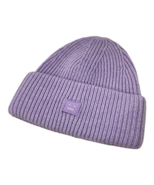 Acne studios（アクネ ストゥディオス）Acne studios (アクネ ストゥディオス) スモールFaceロゴビーニー パープルの古着・服飾アイテム