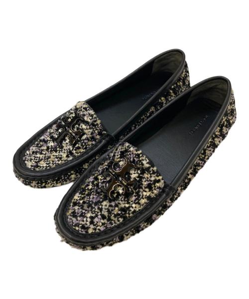 TORY BURCH（トリーバーチ）TORY BURCH (トリーバーチ) ツイードドライビングシューズ ブラック サイズ:7Mの古着・服飾アイテム