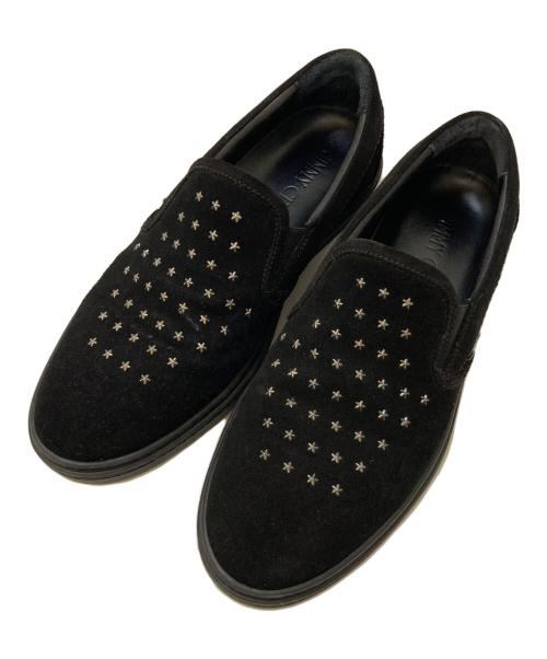JIMMY CHOO（ジミーチュウ）JIMMY CHOO (ジミーチュウ) スウェードスタッズスリッポン ブラック サイズ:42の古着・服飾アイテム