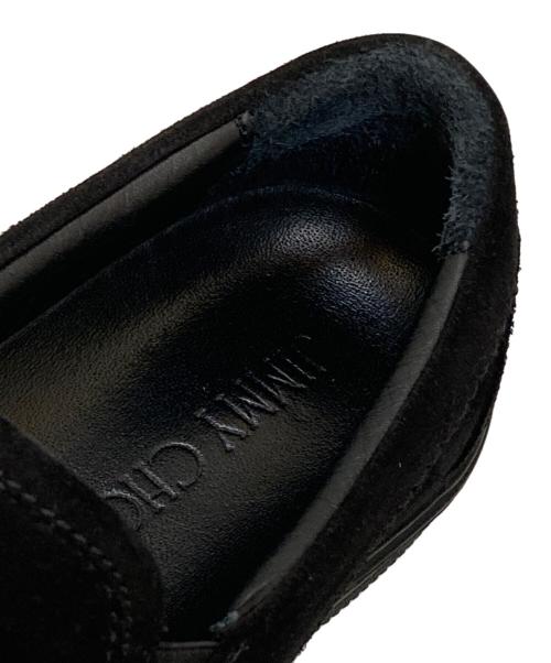 JIMMY CHOO（ジミーチュウ）JIMMY CHOO (ジミーチュウ) スウェードスタッズスリッポン ブラック サイズ:42の古着・服飾アイテム