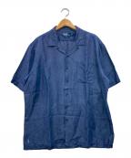 POLO RALPH LAURENポロ・ラルフローレン）の古着「90s シルクリネンオープンカラーシャツ」｜ネイビー