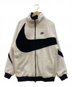 NIKEナイキ）の古着「Nike Big Swoosh Reversible Boa Jacket」｜ホワイト×ブラック/ネイビー