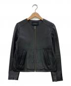 green label relaxingグリーンレーベルリラクシング）の古着「シープレザーノーカラージャケット」｜ブラック