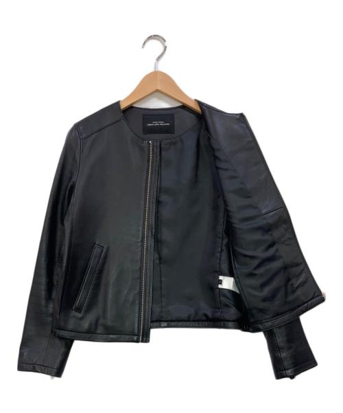 green label relaxing（グリーンレーベルリラクシング）green label relaxing (グリーンレーベルリラクシング) シープレザーノーカラージャケット ブラック サイズ:36の古着・服飾アイテム