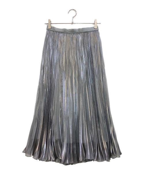 23区（ニジュウサンク）23区 (ニジュウサンク) シャイニー プリーツスカート シルバー サイズ:36(7)の古着・服飾アイテム