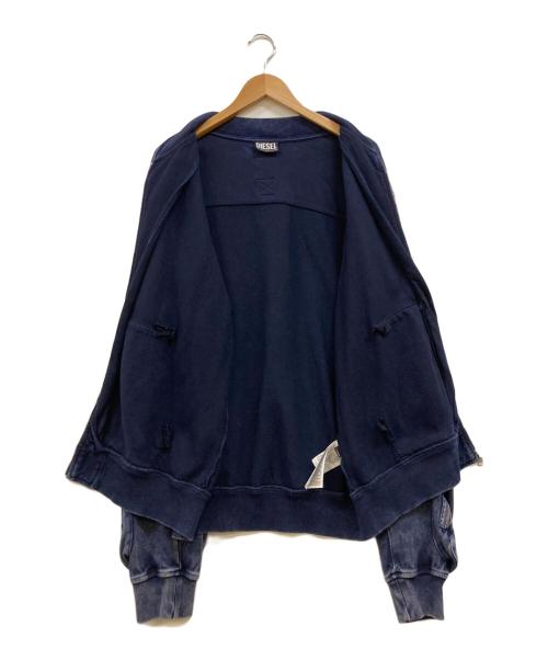 DIESEL（ディーゼル）DIESEL (ディーゼル) DIESEL S-GINNET ウォッシュ加工スウェット MA-1ジャケット インディゴ サイズ:Lの古着・服飾アイテム