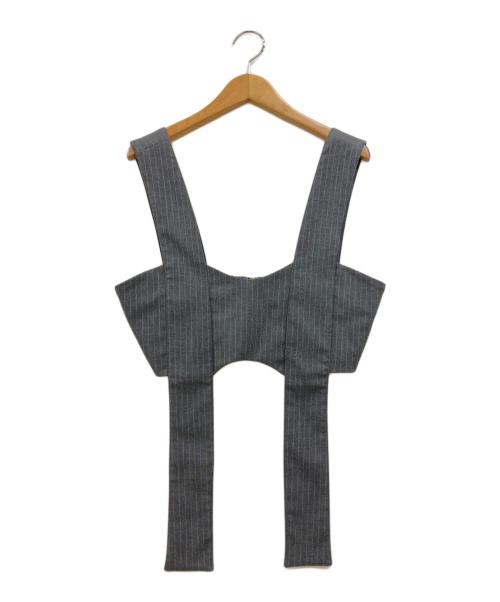 MUSUBORE（ムスボレ）MUSUBORE (ムスボレ) vents skirt ＆ bustier set-up / ベンツセットアップ グレー サイズ:1の古着・服飾アイテム