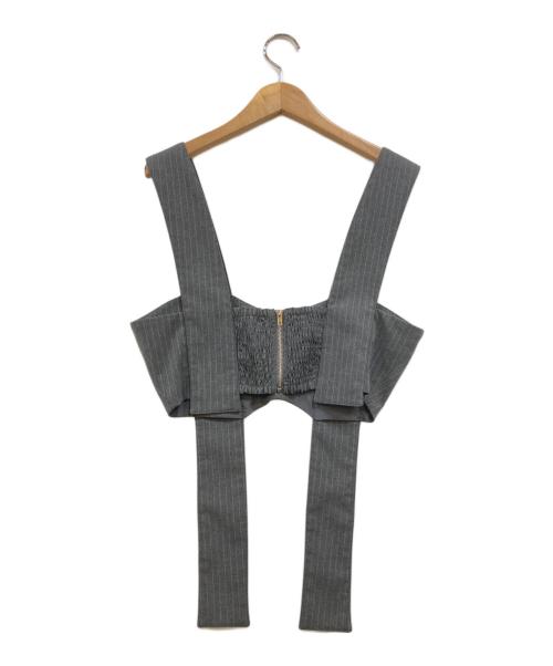 MUSUBORE（ムスボレ）MUSUBORE (ムスボレ) vents skirt ＆ bustier set-up / ベンツセットアップ グレー サイズ:1の古着・服飾アイテム