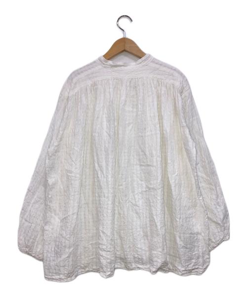 journal standard luxe（ジャーナルスタンダード ラックス）journal standard luxe (ジャーナルスタンダード リュクス) シャドーギンガム ギャザーブラウス ホワイト サイズ:下記参照の古着・服飾アイテム