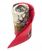 HERMESエルメス）の古着「L'Hiver en Poste 冬の郵便馬車 カレ90 大判シルクスカーフ」｜レッド