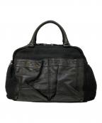 慈雨ジウ）の古着「レザーポケットナイロンミニボストンバッグ」｜ブラック