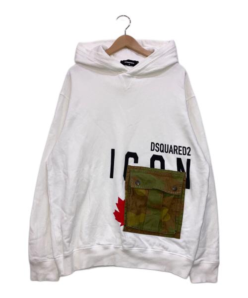 DSQUARED2（ディースクエアード）DSQUARED2 (ディースクエアード) プルオーバーパーカー ホワイト サイズ:Mの古着・服飾アイテム