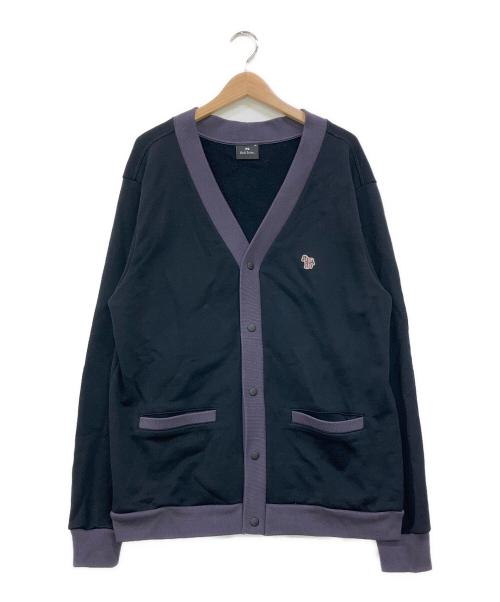 PAUL SMITH（ポールスミス）PAUL SMITH (ポールスミス) 切り替えコットンカーディガン ブラック×パープル サイズ:XLの古着・服飾アイテム