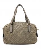 FALORNIファロルニ）の古着「レザー編み込みミニボストン」｜グレー