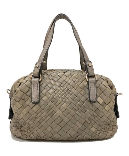 FALORNI（ファロルニ）FALORNI (ファロルニ) レザー編み込みミニボストン グレーの古着・服飾アイテム