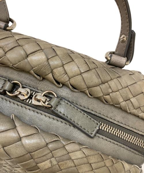 FALORNI（ファロルニ）FALORNI (ファロルニ) レザー編み込みミニボストン グレーの古着・服飾アイテム