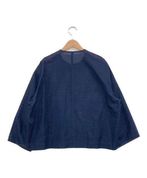 DRAWER（ドゥロワー）DRAWER (ドゥロワー) シルクコットン透かしジャカードジャケット ネイビー サイズ:38の古着・服飾アイテム