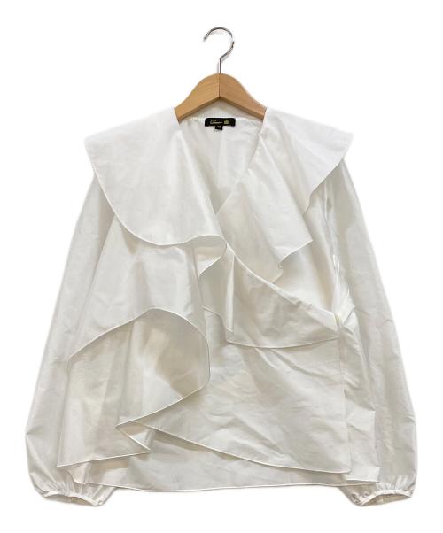 DRAWER（ドゥロワー）DRAWER (ドゥロワー) SPRING タフタフリルブラウス ホワイト サイズ:38の古着・服飾アイテム
