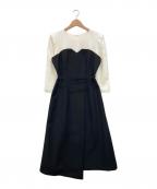 BAU by Bride And Youビーエイユーバイブライドアンドユー）の古着「ZINNIA Round neck busier detailed long dress ワンピース」｜アイボリー×ブラック