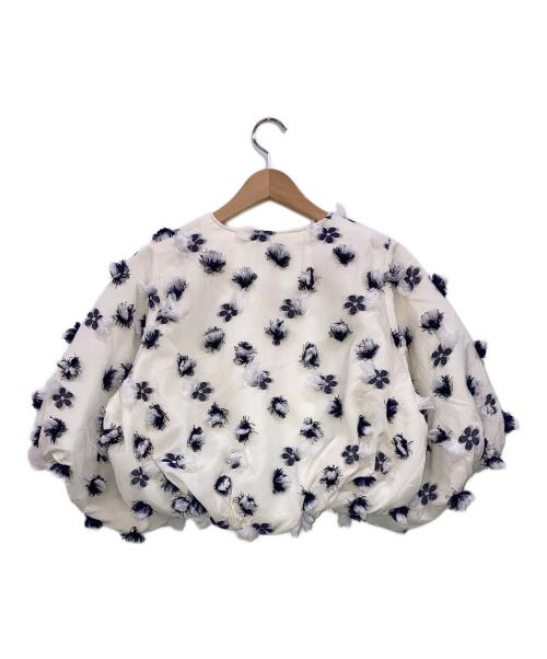 YORI（ヨリ）YORI (ヨリ) shirocon コットンキャンディバルーンジャケット アイボリー×ネイビー サイズ:38の古着・服飾アイテム