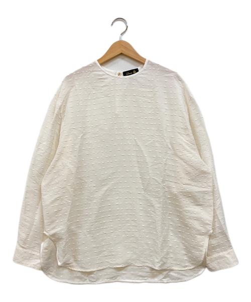 DRAWER（ドゥロワー）DRAWER (ドゥロワー) SPRING ネップノーカラーブラウス アイボリー サイズ:38の古着・服飾アイテム
