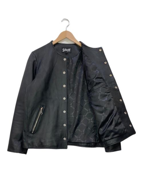 Schott（ショット）Schott (ショット) EDIFICE (エディフィス) 別注ノーカラーラムレザージャケット ブラック サイズ:Mの古着・服飾アイテム