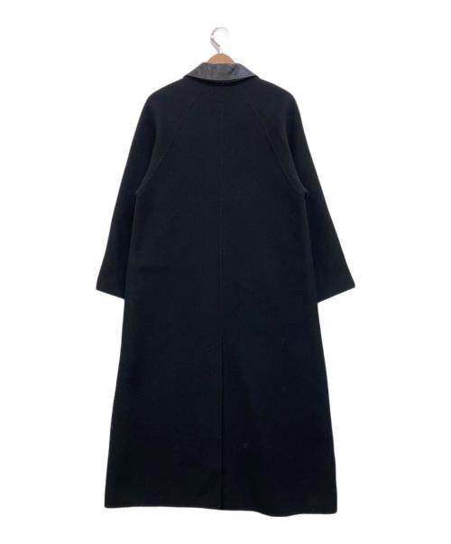 TEN（テン）TEN (テン) Ron Herman (ロンハーマン) 襟レザーカシミヤ混ステンカラーコート ブラック サイズ:Sの古着・服飾アイテム