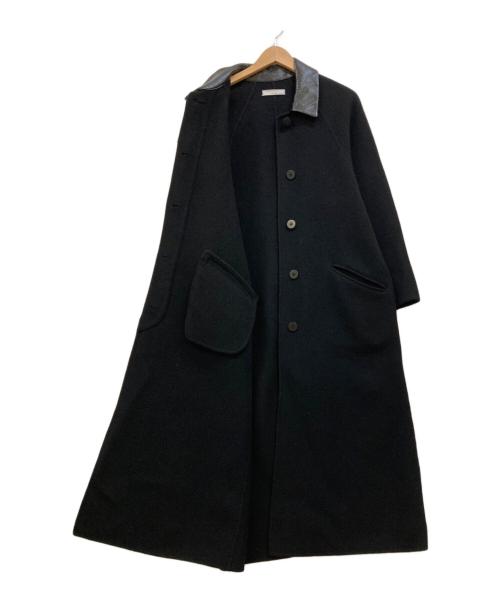 TEN（テン）TEN (テン) Ron Herman (ロンハーマン) 襟レザーカシミヤ混ステンカラーコート ブラック サイズ:Sの古着・服飾アイテム