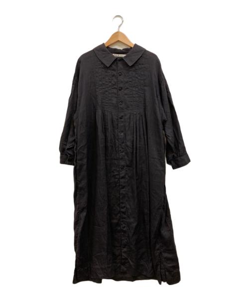 Malle chambre de charme（シャンブルドゥシャーム）Malle chambre de charme (シャンブルドゥシャーム) リネンピンタックシャツワンピース ブラック サイズ:Ｆの古着・服飾アイテム